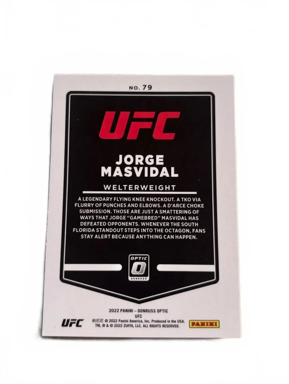 2022 Donruss Optic UFC Jorge Masvidal Welterweight Trading/#